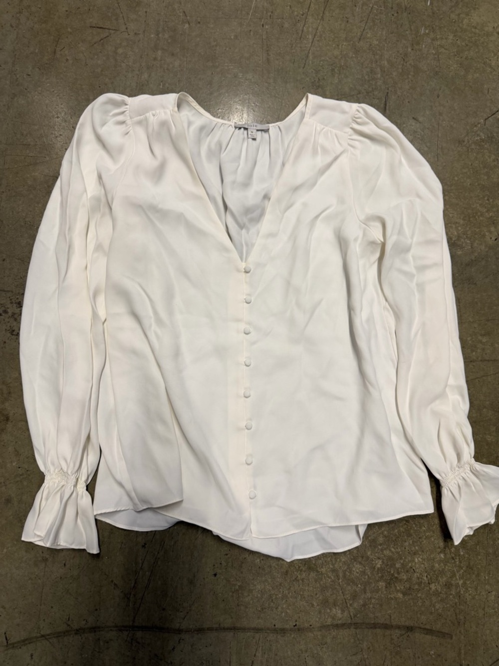 Joie Cream V-Neck Button Long Sleeve Blouse